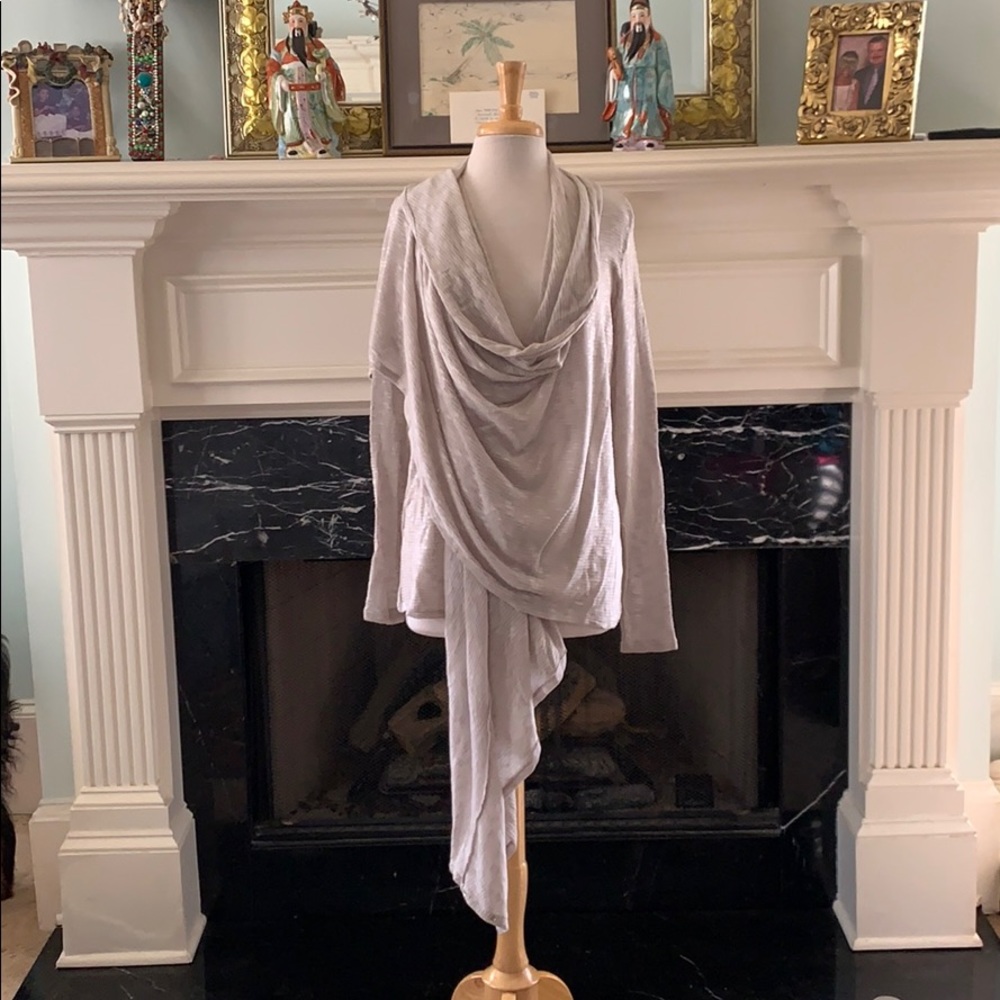 DKNY beige shawl collar sweater